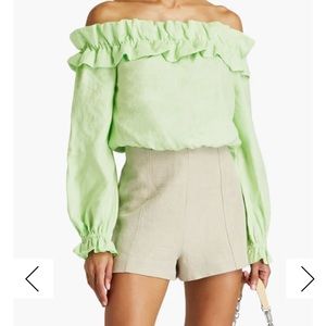 Cami NYC off-the-shoulder cropped linen-gauze top